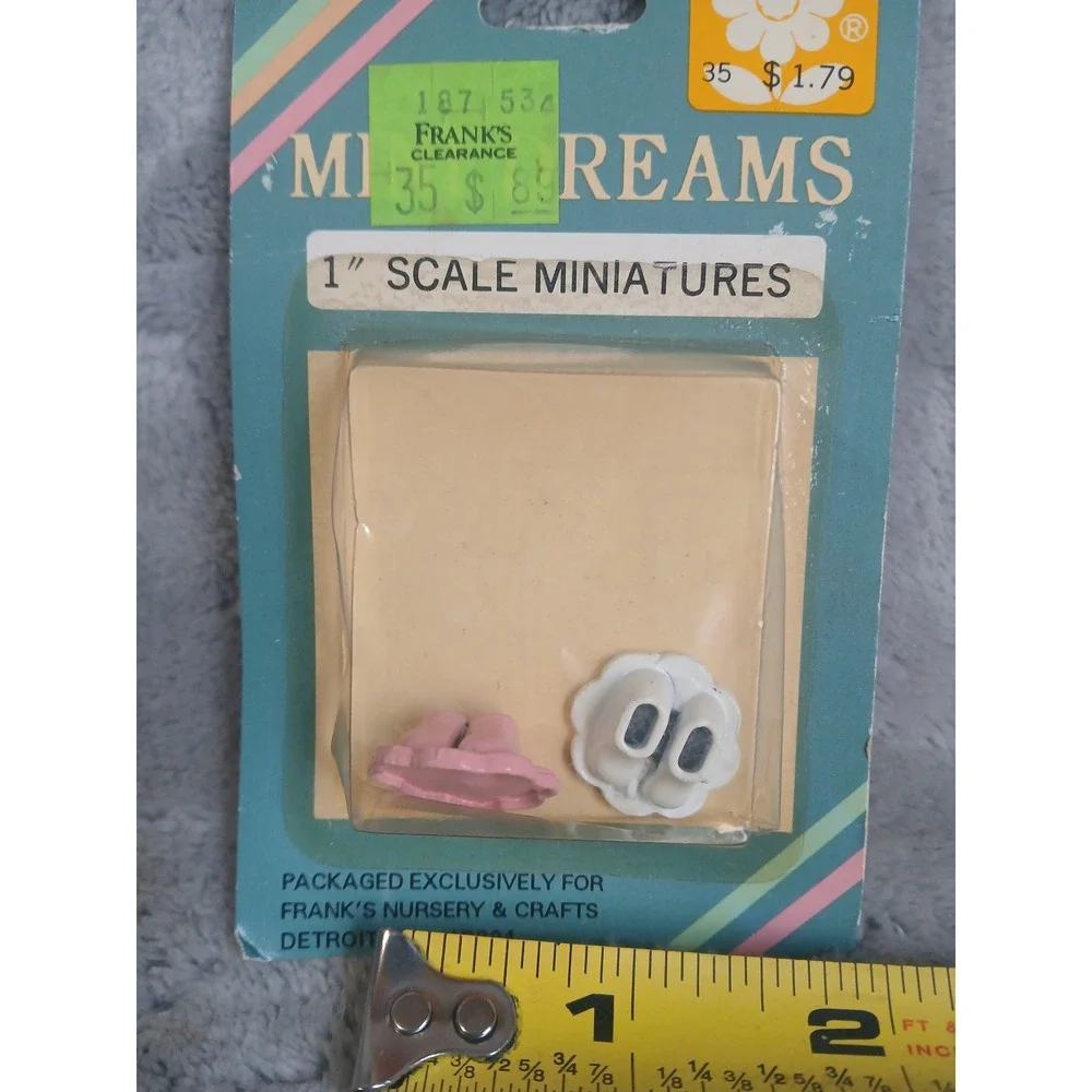 Vintage Mini Dreams 1 Inch Scale Miniature Shoes Pink White Frank's Nursery 2 Pr